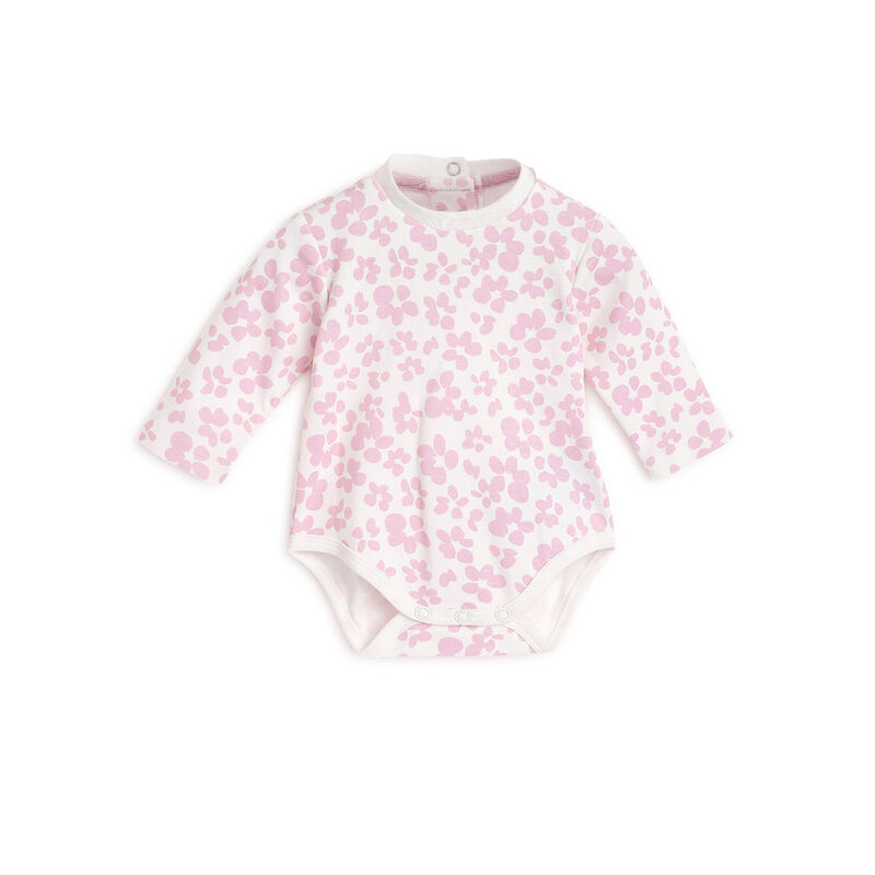 Girls Light Pink Printed Bodysuit with Long Overall image number 2